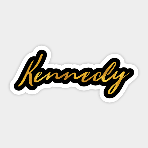 Kennedy Name Hand Lettering in Faux Gold Letters Sticker by Pixel On Fire